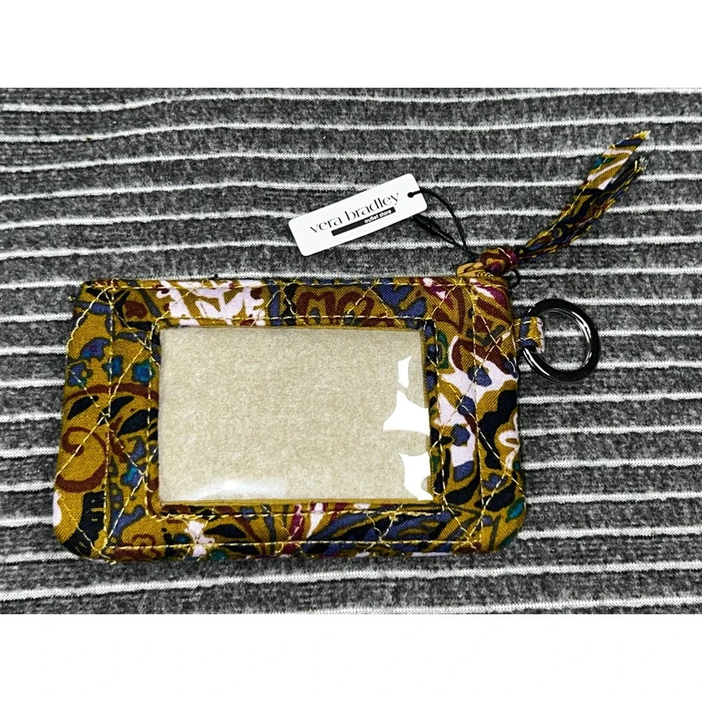 Vera Bradley Zip ID Case Quilted Cotton Wallet Keychain